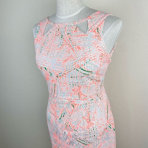 MM Couture Neon Cocktail Sheath Dress - Orange Neon - Picture 2 of 6